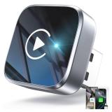 2-in-1 Wireless CarPlay Adapter Support Apple CarPlay & Android Auto, Mini Bluetooth USB A & USB C Dongle Convert Wired to Wireless Compatible with iPhone & Android
