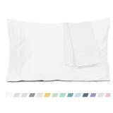 HOMTEC Pillow Cases, King Size Cotton Percale Weave Pillowcases, Pre-Shrunk Breathable and Hypoallergenic Pillowcases, Set of 2 (2 Piece King 20 Inch x 40 Inch, White)