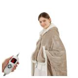 COZYTY Heated Blanket Wearable Shawl Electric Throw, Heated Wrap with Pockets, Poncho Blanket Hoodie for Adult, 6 Heat Settings & 1-4H Timer Auto Off, Gift, 50 * 64\", Camel