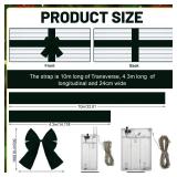 CraftyDream Giant Christmas Garage Door Bow Decoration with Light Large Velvet Christmas Ribbon Bow Garage Door Banner Cover for Xmas Indoor Outdoor Home Party Decoration, 26.25 x 11.81 ft(Green)