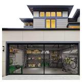 Fiberglass Magnetic Garage Screen Door - Double 16x7ft (2 car) Hands Free Mesh Screen Doorï¼DIY Retractable Garage Door Screen with 6 Roll Up Starps (Fit 16 Ft W * 7 Ft H-A)