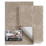 Hearth & Harbor Bathroom Rugs, Chenille Bath Mat - Machine Washable Bath Mats for Bathroom Non-Slip Backing Rubber, Quick Dry Bathroom Mat