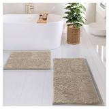 Hearth & Harbor Bathroom Rugs, Chenille Bath Mat - Machine Washable Bath Mats for Bathroom Non-Slip Backing Rubber, Quick Dry Bathroom Mat
