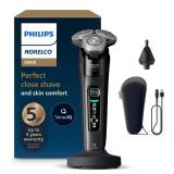 Philips Norelco Shaver i9000, Wet & Dry Electric Shaver, Ink Black, SenseIQ Technology, Triple Lift & Cut System, 360 Rotating Dual SteelPrecision Precision Blades, Nose Trimmer, Model X9000/90