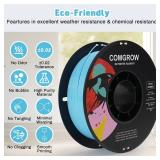 Comgrow PETG 3D Printer Filament 1.75mm, High Precision and Tough 3D Printer Filament 1kg (2.2LBS), Dimensional Accuracy +/- 0.02 mm, Fit Most 3D Printers Light Blue