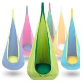 Y-STOP Kids Pod Swing Seat, Hanging Hammock Chair with Inflatable Pillow, Sensory Swing Chair with Pocket for Indoor and Outdoor(Green)