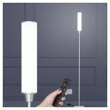 Nukanu Floor Lamp with Remote Control,Bright Floor Lamps for Living Room/Bedroom/Office, Stepless Adjustable 3000K-6000K Colors and 10-100% Brightness,Standing Light with Foot Switch (Nickel)