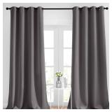 NICETOWN Grey Bedroom Blackout 90 inch Curtains - Grommet Energy Saving Thermal Insulated Room Darkening Drapes Sound Dampening Window Treatments for Living Room (2 Panels, W52 x L90)