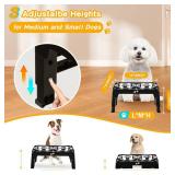 COMESOON Elevated Dog Bowls for Small Medium Dogs, 3 Height Adjustable Raised Stand with 2 Thick 6\" Stainless Steel Food Bowls, Non-Slip Feeder Adjusts to 2.75\", 6\", 7.5\", Black