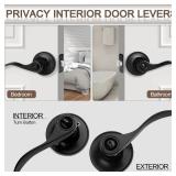 Hasmikit 10 Pack Matte Black Door Handles Privacy Door Levers, Heavy Duty Bed and Bath Door Locks Interior Door Knobs, Reversible Keyless Wave Lever Door Handles