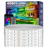 talkhigh 400ft Outdoor LED Strip Lights Waterproof,IP68 Outside Led Light Strips Waterproof with App and Remote,Music Sync RGB Exterior Led Rope Lights with Self Adhesive Back for Roof,Deck