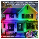 talkhigh 400ft Outdoor LED Strip Lights Waterproof,IP68 Outside Led Light Strips Waterproof with App and Remote,Music Sync RGB Exterior Led Rope Lights with Self Adhesive Back for Roof,Deck