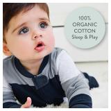 HonestBaby Unisex Baby Classics & Play Footed One-piece Pajama 100% Organic Cotton And Toddler Sleepers, Jumbo Stripe Navy, Newborn US
