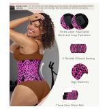 FeelinGirl Workout Waist Trainer Cincher Corset Shaper Tummy Slimmer Plus Size for Women Rose Leopard S