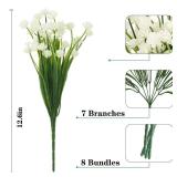 NOV FIRE Outdoor Artificial Fake Flowers - 8 Bundles Plastic Flowers Outdoors Plants UV Resistant Faux Flowers for Indoor Outdoor Garden Hanging Porch Window Box Wedding Decor(White)