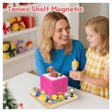 Gieanoo for TonieBox 2/1 Tonie Box Shelf,Square Pine Wood Tonie Magnetic Storage Shelf uesd for Desk or Floor Tonies Holder Display Shelf for 12-30 Characters for Kid