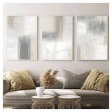 Beige and Brown Abstract Wall Art Neutral Abstract Paintings Beige Minimalist Wall Art Black and Beige Line Art Abstract Geometric Artwork Modern Line Paintings Neutral Artwork 16x24inchx3pcs No Frame