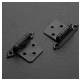 Ravinte 10 Pack (5 Pairs) 1/2\" Overlay Cabinet Hinges, Self-Closing Semi-Concealed Face Mount, Matte Black Decorative Hardware with Door Bumpers for Kitchen & Cupboard Doors