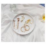 VCREATC White Round Small Tray (6.5 inch) for Bathroom & Kitchen Decor - Decorative Vanity Tray, Coffee Table Tray, Countertop Organizer for Perfume, Soap, Jewelry - Sturdy Plastic Serving Tray