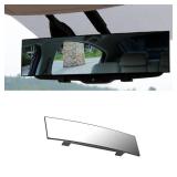 Tioollev Rear View Mirror for Car, Mirrors Universal 12 Inch Interior Clip On Panoramic Rearview Mirror,HD Anti Glare Wide Angle Universal Use for Cars, SUVs, Trucks, Vehicles (White)