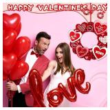 Yalikop Valentines Day Wreaths for Front Door 13 Inch Valentines Red Wooden Heart Wall Hanging Sign for Valentine