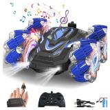 New Gesture Sensing RC Stunt Car with Lights Music, Hand Gesture Remote Control Car 360Â° Spins Double Side Controlled RC Car Birthday Gifts Toys for 6-12 Years Old Boys