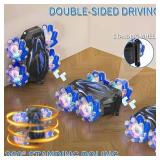 New Gesture Sensing RC Stunt Car with Lights Music, Hand Gesture Remote Control Car 360Â° Spins Double Side Controlled RC Car Birthday Gifts Toys for 6-12 Years Old Boys