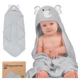 KeaBabies Hooded Baby Towel for Newborn - Viscose Derived from Bamboo Large Baby Bath Towels with Hood for Boys, Girls, Toddler, Extra Absorbent & Soft Newborn Bath Essentials (Elephant, Regular)