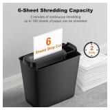 Bonsaii Paper Shredder for Home Use, 6 Sheet Strip Cut Small Paper Shredder Without Basket for Home Office, Portable Shredder Extendable Arm Design with Overheat Protection (S123-B)