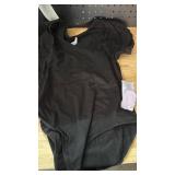 MANGOPOP Sweetheart V Neck Bodysuits for Women Long Short Sleeve Body Suits Tops Shirt, Short Sleeve Black, Medium