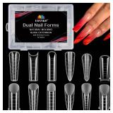 EBANKU Dual Forms for Poly Nail Gel 288PCS Dual Nail Forms Molds Stiletto Coffin Ballerina Acrylic Nail Tips 12 Shapes for Builder Gel Manicure Nail Art Design Salon DIY at Home