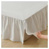 Bed Skirt King Size Ruffled Bed Skirt with Split Corners, King Bed Skirts 18 Inch Drop, King Size Bed Skirting with Platform, White, 18