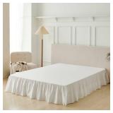 Bed Skirt Queen Size Ruffled Bed Skirt with Split Corners, Queen Bed Skirts 16 Inch Drop with Platform, White, 16