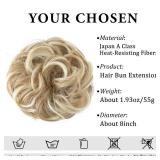 CJL HAIR Large Messy Bun Hair Piece Wavy Curly Scrunchies Synthetic Chignon Ponytail Hair Extensions Thick Updo Hairpieces for Women Dirty Blonde