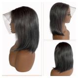 Belaved 10 Inch Grey Salt & Pepper Bob Wigs Human Hair for White Women 13x4 HD Lace Front Wig Human Hair Pre Plucked Pre Cut Glueless Straight Silky Short Bob Wigs with Baby Hair