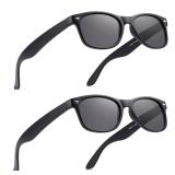 LOVIVY 2 Pack Reader Sunglasses for Men Women Classic Rectangle Reading Glasses Outdoor Full Lenses Magnifying Eyewear UV Protection Matte Black +1.75