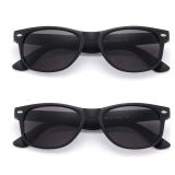 LOVIVY 2 Pack Reader Sunglasses for Men Women Classic Rectangle Reading Glasses Outdoor Full Lenses Magnifying Eyewear UV Protection Matte Black +1.75