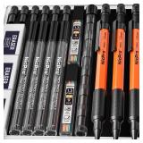 Nicpro 3 PCS 1.3 mm Orange Mechanical Pencils Set with 66 Lead Refill, 3 Eraser - Weatherproof Metal Barrel, Heavy Duty Carpenter Pencil MP2000 for Outdoor Marking Drafting Drawing Woodworking