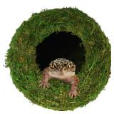 USMOLA Mossy Caves, Artificial Green Moss Caves Hide for Pet Reptile Frogs and Snakes, Terrarium & Vivarium Decor, Crested Gecko Tank Decor (4\" - Woodland Green)