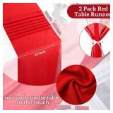 Tegeme Red 2 Pcs Chiffon Table Runner 12 x 106 Inch Valentine 14th February Christmas Romantic Sheer Table Runner for Wedding Anniversary Engagement Party Mother