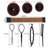 WILLBOND Hair Bun Shaper Set, 3 Pcs Hair Donut, 2 Pcs Bun Marker, 4 Pieces Ponytail Tool, 10 Pieces Bobby Pins and 2 Elastic Bands, Hairs Styling Accessories Maker Kit for Women(Brownï¼