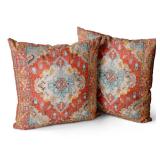 Snycler Boho Throw Pillow Covers 18x18 inch Set of 2 Boho Rug Carpet Double Sided Pattern Cotton Soft Pillow Case Cushion Cover Pillowcase for Couch Sofa Bed Decorative (Orange)