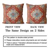 Snycler Boho Throw Pillow Covers 18x18 inch Set of 2 Boho Rug Carpet Double Sided Pattern Cotton Soft Pillow Case Cushion Cover Pillowcase for Couch Sofa Bed Decorative (Orange)
