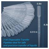 ovsor 50PCS Plastic Disposable Transfer Pipettes, 3ml Calibrated Pipette Dropper for Essential Oils, Science Laboratory, DIY Art, Make up Tool