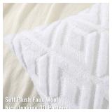 decorUhome Spring Couch Euro Sham Throw Pillow Covers 24x24 Set of 2, Decorative Soft Plush Faux Fur Wool Accent Pillow Covers for Modern Farmhouse Bed Sofa Living Room, Pure White
