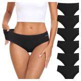 coskefy Cotton Underwear for Womens Hipster Panties Soft Breathable Briefs Stretch Ladies Hipster 6 Pack Black