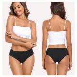 coskefy Cotton Underwear for Womens Hipster Panties Soft Breathable Briefs Stretch Ladies Hipster 6 Pack Black