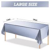 Tatuo 3 Pieces Foil Party Rectangular Table Covers Table Cloth 54 x 108 Inch Shiny Plastic Waterproof Tablecloth Party Desk Cover for Wedding Anniversary Engagement (Silver)