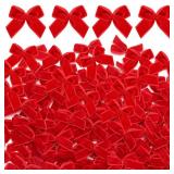 Waydress 120 Pcs Tiny Mini Christmas Velvet Bows for Crafts Xmas Twist Tie Bows Ribbon Bowknot Christmas DIY Craft Sewing Scrapbooking Gift Wrapping(Red,1 Inch)