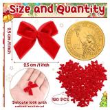 Waydress 120 Pcs Tiny Mini Christmas Velvet Bows for Crafts Xmas Twist Tie Bows Ribbon Bowknot Christmas DIY Craft Sewing Scrapbooking Gift Wrapping(Red,1 Inch)